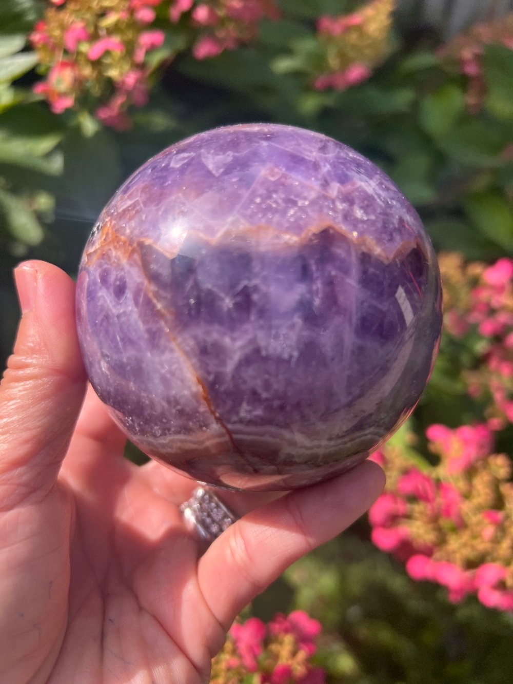 Amethyst (7) lace agate sphere | crystal